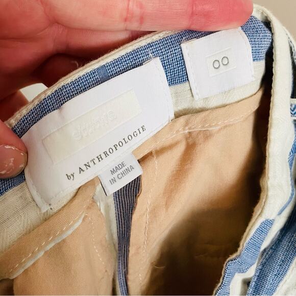 Anthropologie Coastal Stripe Wide Leg Pants with Belt - Picture 8 of 8